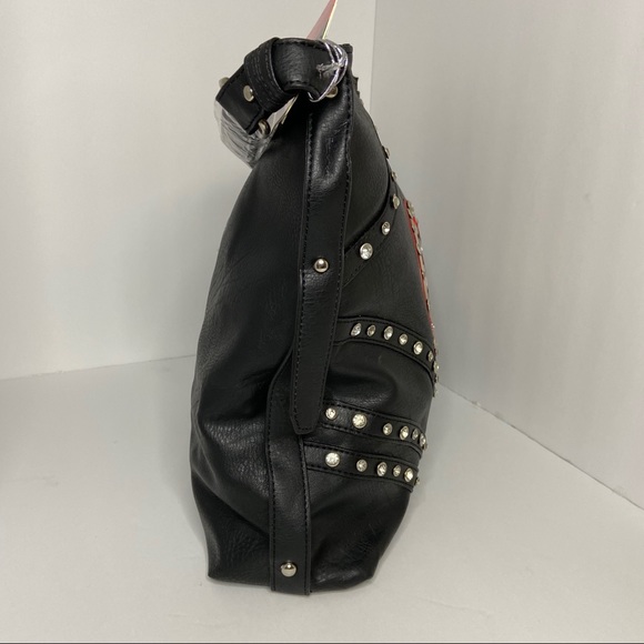 Betty Boop Black Studded Rhinestone Shoulder Bag - Picture 4 of 6